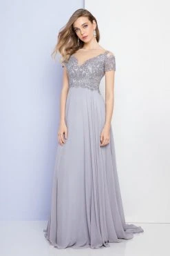 Terani Couture - 1721M4329 Short Sleeve Embellished Chiffon Gown