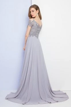 Terani Couture - 1721M4329 Short Sleeve Embellished Chiffon Gown