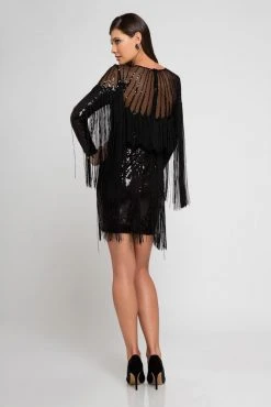 Cocktail Dresses Terani Couture - 1722C4053 Long Sleeve Sequined Cocktail Dress