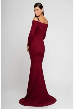 Terani Couture - 1723E4502 Cold Shoulder Long Sleeve Sheath Gown