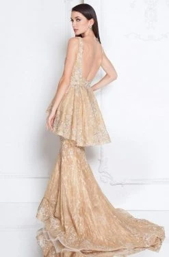 Formal Gowns Terani Couture - 1811GL6455 Embellished Peplum Mermaid Dress