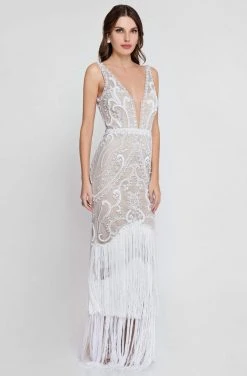 Terani Couture - 1811GL6472 Embellished Fringed Evening Dress