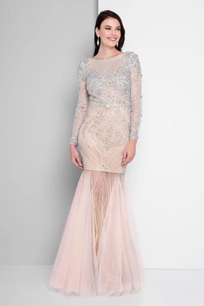 Terani Couture - 1811P5506 Beaded Nude Illusion Tulle Mermaid Gown Formal Gowns 3 Terani Couture - 1811P5506 Beaded Nude Illusion Tulle Mermaid Gown Formal Gowns
