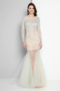 Terani Couture - 1811P5506 Beaded Nude Illusion Tulle Mermaid Gown Formal Gowns 9 Terani Couture - 1811P5506 Beaded Nude Illusion Tulle Mermaid Gown Formal Gowns