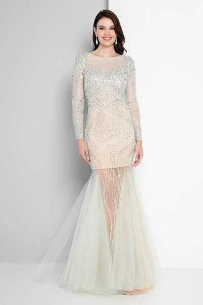 Terani Couture - 1811P5506 Beaded Nude Illusion Tulle Mermaid Gown Formal Gowns 5 Terani Couture - 1811P5506 Beaded Nude Illusion Tulle Mermaid Gown Formal Gowns
