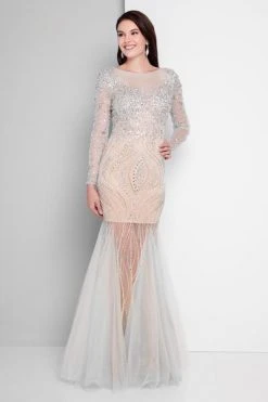 Terani Couture - 1811P5506 Beaded Nude Illusion Tulle Mermaid Gown Formal Gowns 11 Terani Couture - 1811P5506 Beaded Nude Illusion Tulle Mermaid Gown Formal Gowns