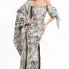 Terani Couture - 1821E7143 Two Toned Gown With Bow And Shawl 1 Terani Couture - 1821E7143 Two Toned Gown With Bow And Shawl