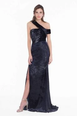 Terani Couture - 1821E7149 Asymmetrical Fitted Gown With Slit