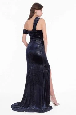 Terani Couture - 1821E7149 Asymmetrical Fitted Gown With Slit