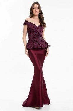 Terani Couture - 1821M7577 Mock Two Piece Lace Jacquard Trumpet Dress Formal Gowns