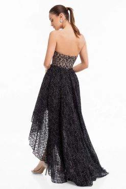 Terani Couture - 1822C7047 Metallic Lace High Low Cocktail Dress Cocktail Dresses