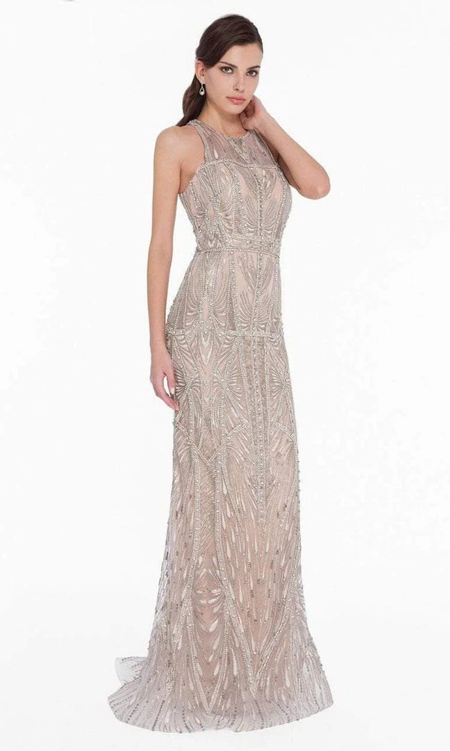 Terani Couture - 1822GL7508 Embroidered Illusion Halter Sheath Dress Formal Gowns 3 Terani Couture - 1822GL7508 Embroidered Illusion Halter Sheath Dress Formal Gowns