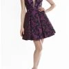 Terani Couture - 1822H7838 Floral Patterned Deep V-neck A-line Dress