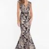 Terani Couture - 1823E7351 Sequined Lace Deep V-neck Trumpet Dress 1 Terani Couture - 1823E7351 Sequined Lace Deep V-neck Trumpet Dress