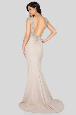 Formal Gowns Terani Couture - 1911E9601 Illusion Plunging Embellished Mermaid Gown