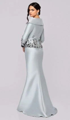 Formal Gowns Terani Couture - 1911M9323 Beaded Floral Appliqued Trumpet Gown