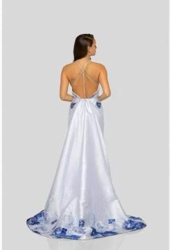 Formal Gowns Terani Couture - 1911P8185 Floral Printed Halter Dress With Train 5 Formal Gowns Terani Couture - 1911P8185 Floral Printed Halter Dress With Train