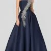 Terani Couture - 1912E9202 Embellished Straight Across Neck Long Gown Formal Gowns