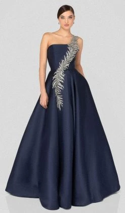 Terani Couture - 1912E9202 Embellished Straight Across Neck Long Gown Formal Gowns