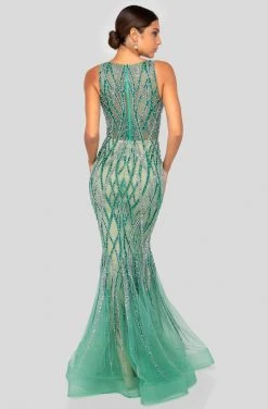 Terani Couture - 1912GL9573 Embellished V Neck Sleeveless Mermaid Gown Formal Gowns