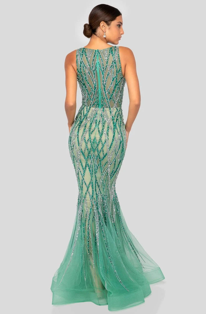 Terani Couture - 1912GL9573 Embellished V Neck Sleeveless Mermaid Gown Formal Gowns 4 Terani Couture - 1912GL9573 Embellished V Neck Sleeveless Mermaid Gown Formal Gowns