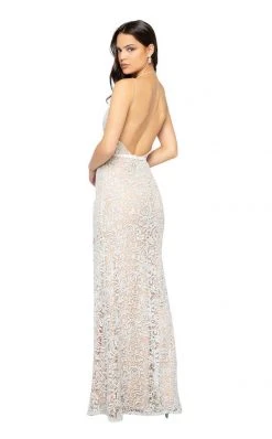 Terani Couture - 1912P8270 Lace Halter V-neck Sheath Dress