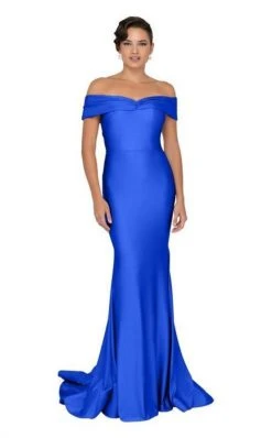 Terani Couture - 1912P8283 Off Shoulder Satin Mermaid Gown Formal Gowns
