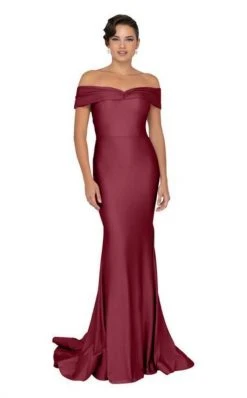 Terani Couture - 1912P8283 Off Shoulder Satin Mermaid Gown Formal Gowns