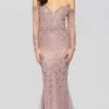 Terani Couture - 1913GL9587 Embellished Plunging Off-Shoulder Dress