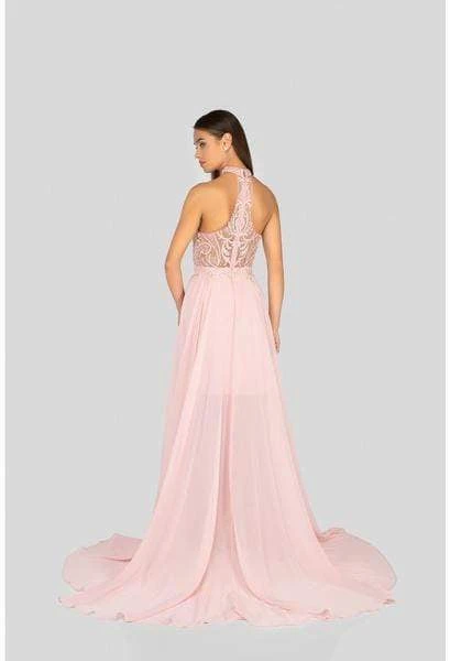 Terani Couture - 1913P8298 Sheer High Halter Evening Dress 4 Terani Couture - 1913P8298 Sheer High Halter Evening Dress