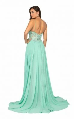 Terani Couture - 1913P8324 Floral Lace Corset Bodice High Slit Gown Formal Gowns 7 Terani Couture - 1913P8324 Floral Lace Corset Bodice High Slit Gown Formal Gowns