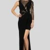 Terani Couture - 1913P8392 Embellished Bateau Sheath Dress With Train Formal Gowns