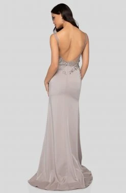 Terani Couture - 1915E9731 Floral Applique Illusion Scoop Dress Formal Gowns