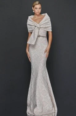 Terani Couture - 1921M0726 Sleeveless Bateau With Shawl Trumpet Dress Formal Gowns