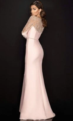 Terani Couture - 2011m2457 Illusion Cutout Long Sleeve Mermaid Gown - 1 Pc Navy In Size 16 Available Formal Gowns