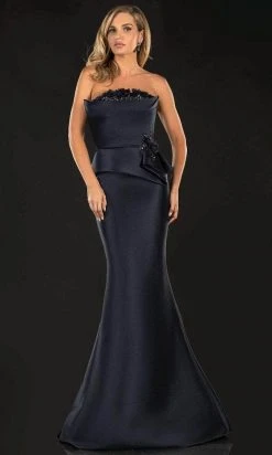 Terani Couture - 2021E2832 Strapless Straight Across Mermaid Dress - 1 Pc Navy In Size 6 Available Formal Gowns