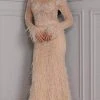Formal Gowns Terani Couture - 2214GL0108 Sheer Embellished High Neck Long Gown - 1 Pc Blush In Size 4 Available