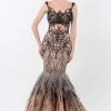 Formal Gowns Terani Couture - Baroque Illusion Mermaid Gown With Feather Fringes 1521GL0767A