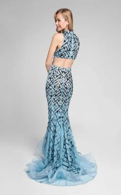 Terani Couture - Beautiful Beaded Pattern Mock Neck Mermaid Gown 1712P2494 Formal Gowns 12 Terani Couture - Beautiful Beaded Pattern Mock Neck Mermaid Gown 1712P2494 Formal Gowns