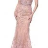 Formal Gowns Terani Couture - Bedazzled Deep V-neck Trumpet Dress 1922GL0681 - 1 Pc Rose Blush In Size 14 Available 1 Formal Gowns Terani Couture - Bedazzled Deep V-neck Trumpet Dress 1922GL0681 - 1 Pc Rose Blush In Size 14 Available