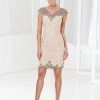 Terani Couture - C3661 Bejeweled V-Neck Sheath Dress