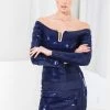 Terani Couture - C3710 Sequined Off Shoulder Sheath Dress