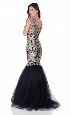 Formal Gowns Terani Couture - Cap Sleeve Metallic Embroidered Mermaid Gown 1622E1567