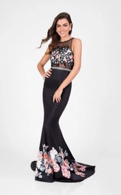 Formal Gowns Terani Couture - Captivating Floral Print Mermaid Dress 1713P2795