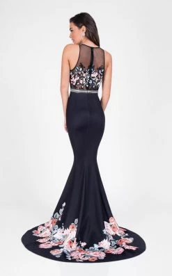 Formal Gowns Terani Couture - Captivating Floral Print Mermaid Dress 1713P2795