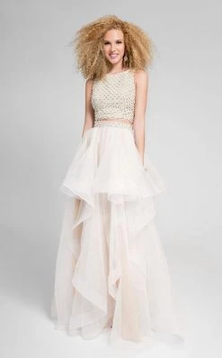 Formal Gowns Terani Couture - Crochet-inspired Bateau Neck Two-piece A-line Dress 1711P2688