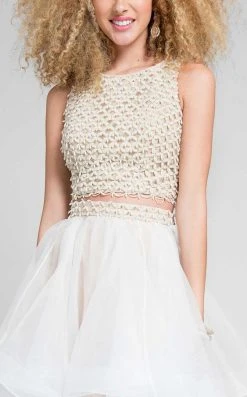 Formal Gowns Terani Couture - Crochet-inspired Bateau Neck Two-piece A-line Dress 1711P2688