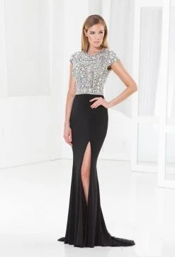 Terani Couture - E3759 Bejeweled Cap Sleeve Evening Dress