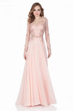 Formal Gowns Terani Couture - Elegant Beaded And Embroidered Sweetheart Chiffon A-line Gown 1621M1726