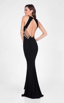 Formal Gowns Terani Couture - Elegant Beaded Halter Neck Mermaid Jersey Dress 1715P2988